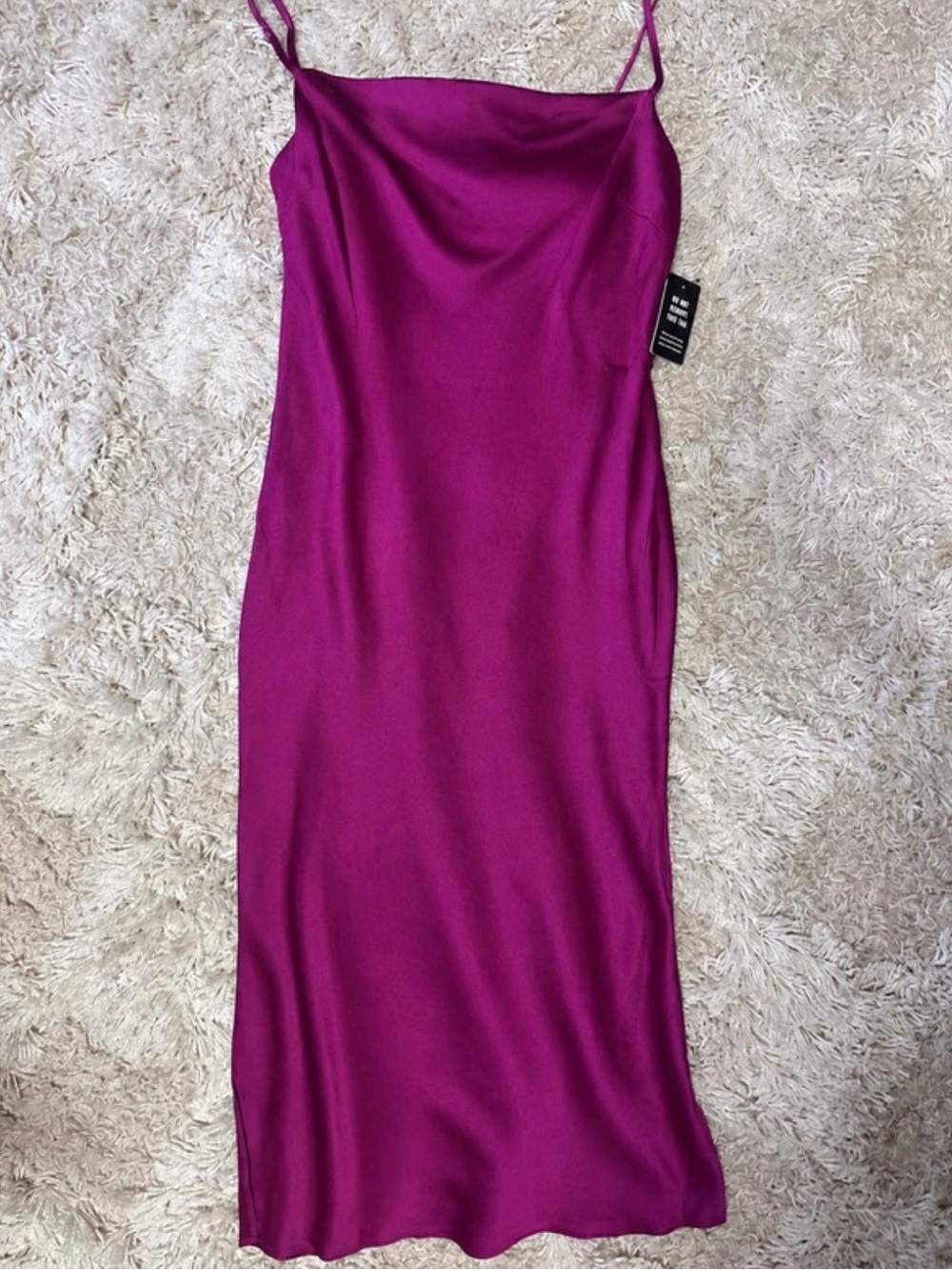 Express Magenta Satin Midi Slip Dress